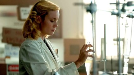 Brie Larson as Elizabeth Zott in Lessons in Chemistry
