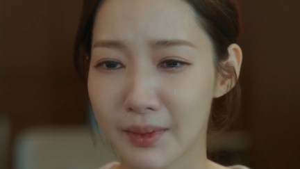 Kang Jiwon waiting for Jihyuk to wake up in Marry My Husband K-Drama